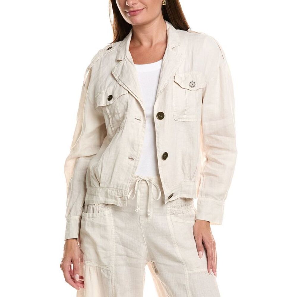 Xcvi Womens  Baltazar Linen Jacket, Silver